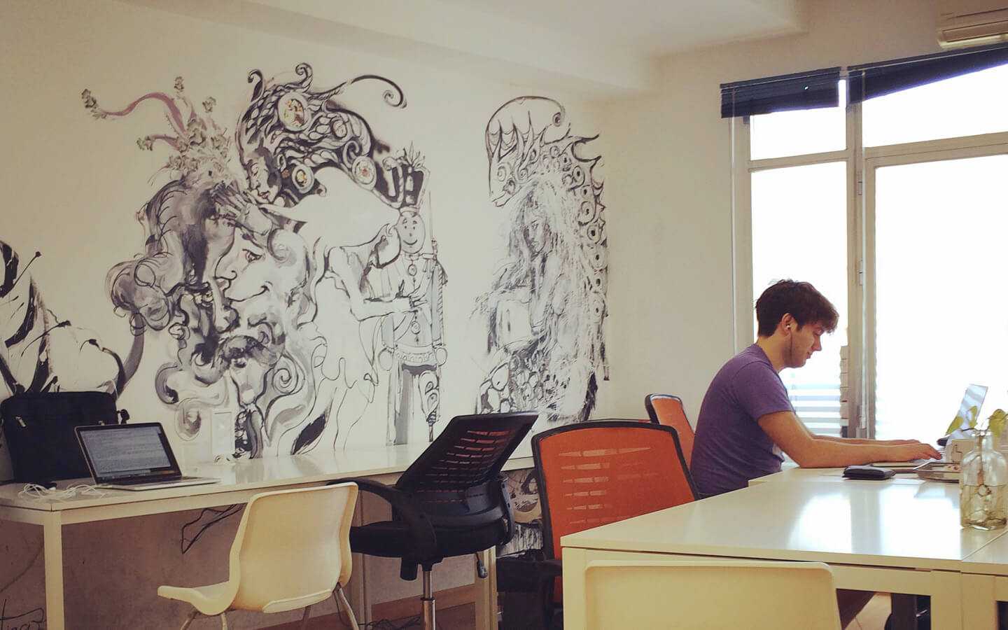 Working in a coworking space